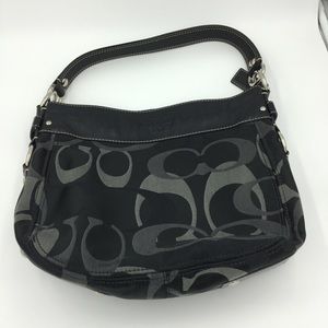 COACH Zoe Black Signature Hobo Bag